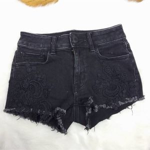 American Eagle Hi Rise Shortie shorts black size 0